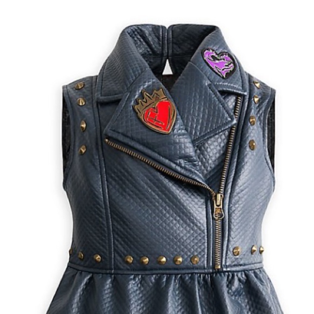 Disney Descendants 2 Villains Evie Faux Leather Blue Embellished Dress Size 7/8 - Picture 3 of 16